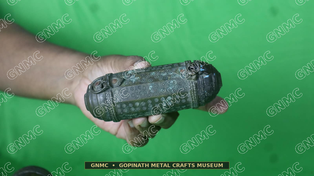 150-Year-Old Micro-Engraved Octagonal Brass Travel Betel Casket (Paan Batua)