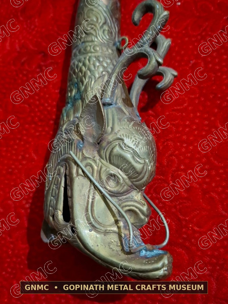 Historic Copper Bira Kahali Royal Battle Trumpet with Makara Bell
