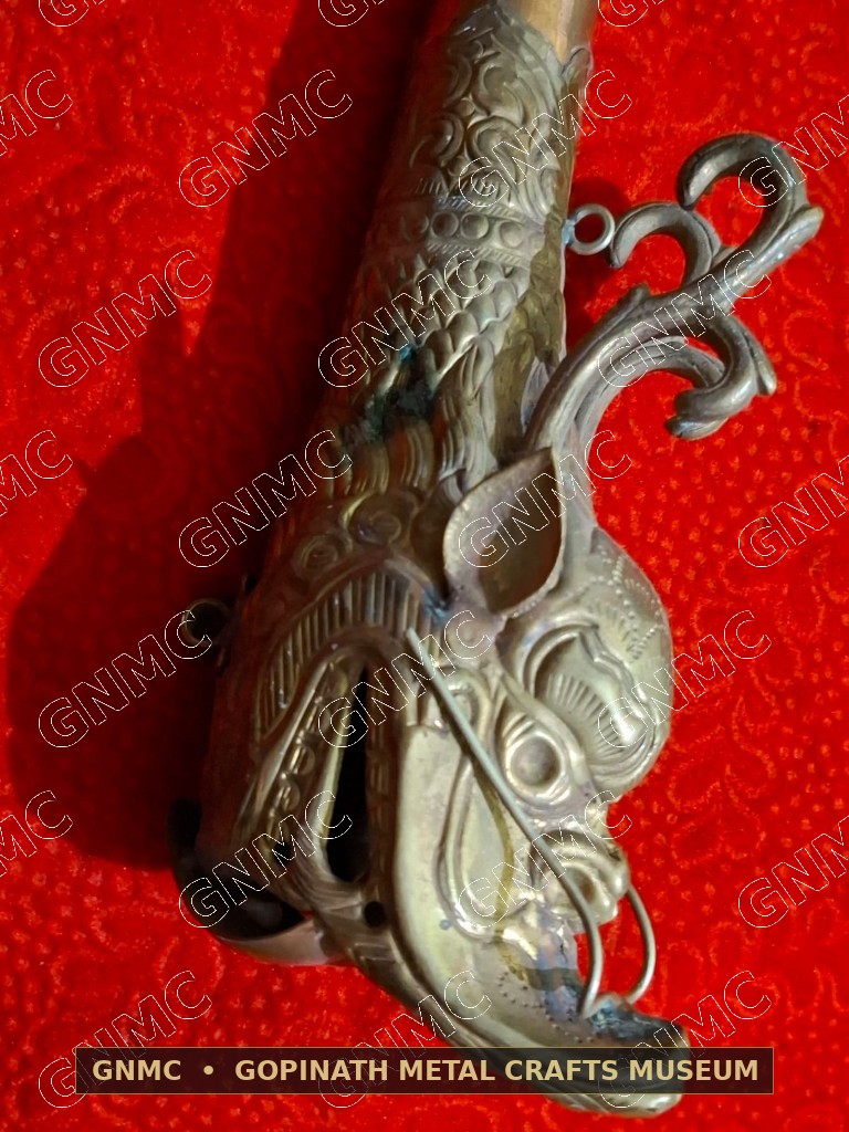 Historic Copper Bira Kahali Royal Battle Trumpet with Makara Bell