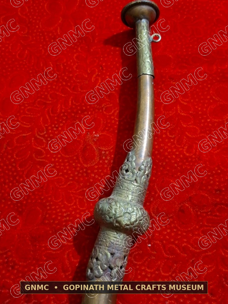 Historic Copper Bira Kahali Royal Battle Trumpet with Makara Bell