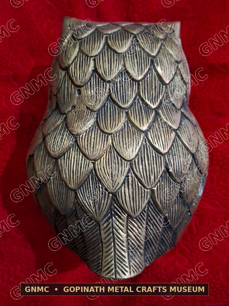 Monumental Solid-Cast Brass Sacred Vahana Owl Figurine