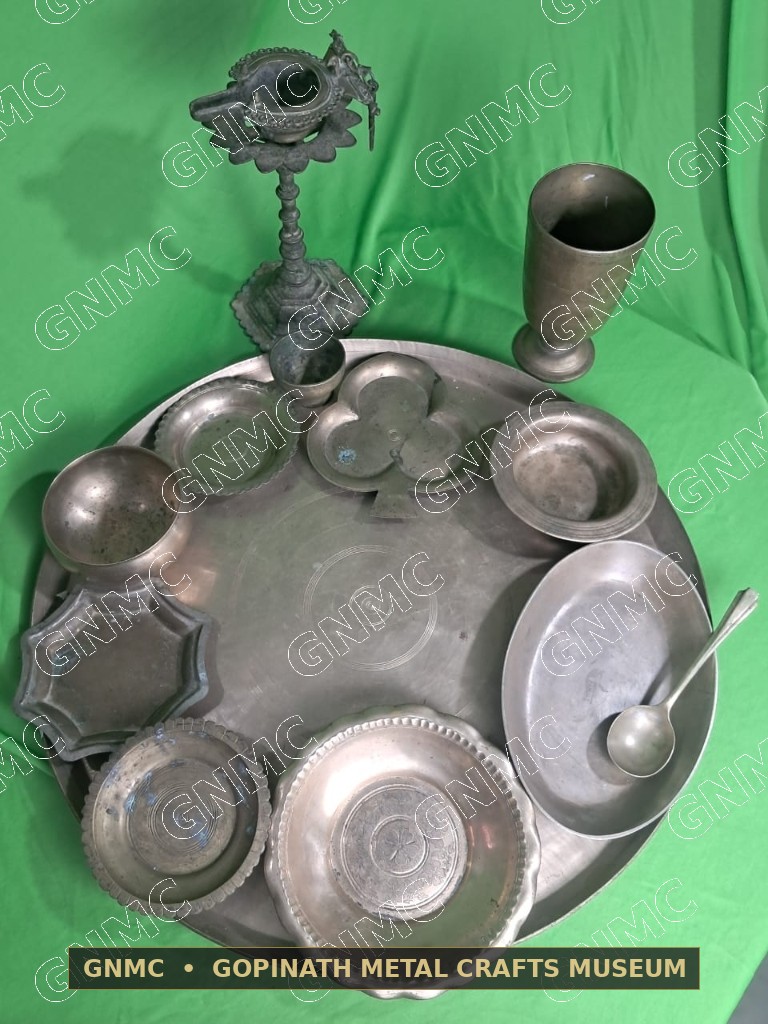 Century-Old Aristocratic Bell-Metal Royal Banquet Feast Service (Jwain Bhet Thali Set)