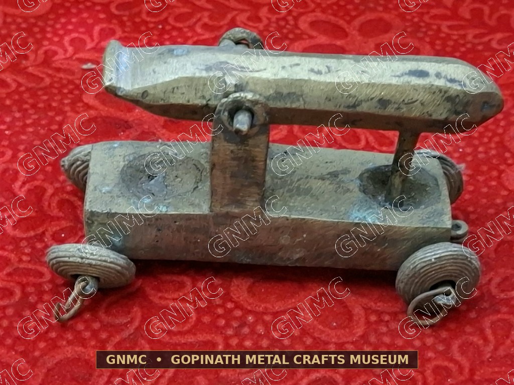 Century-Old Aristocratic Brass Wheeled Dhinki Toy (Mechanical Rice Husker)