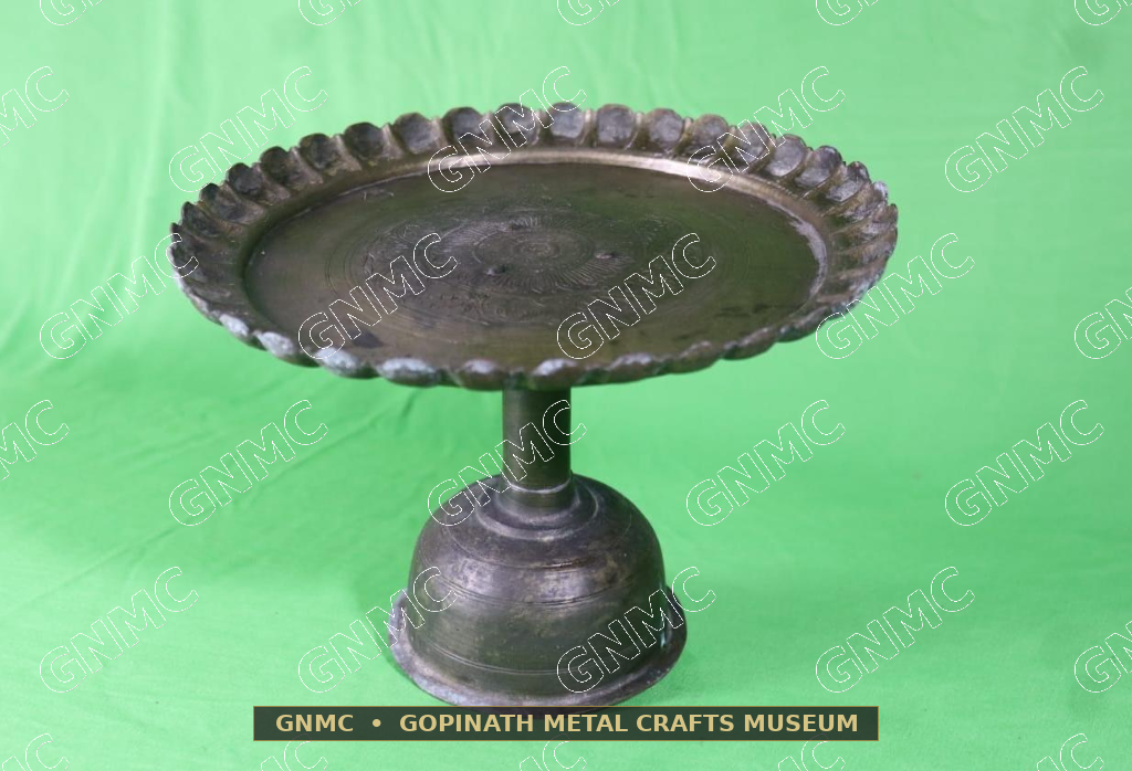 Century-Old Raised Pedestal Brass Convalescent Bedside Platter (Tazza)