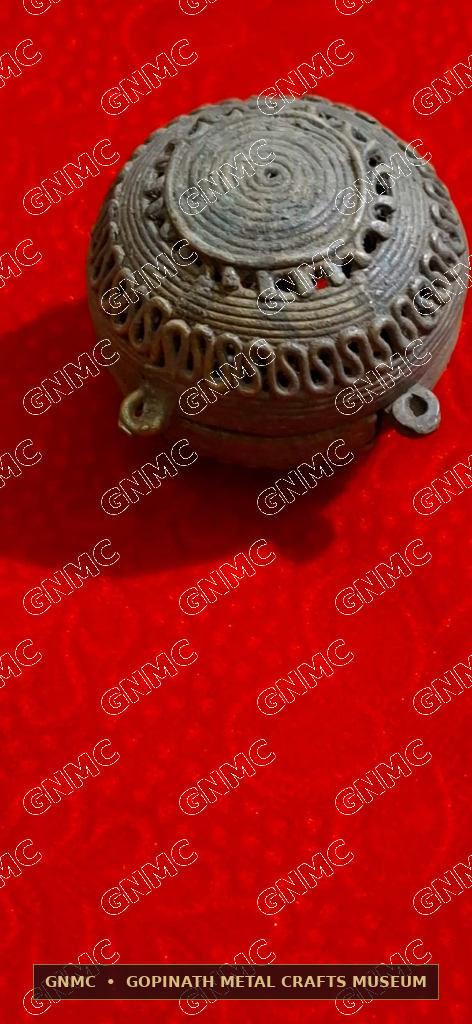 Century-Old Openwork Jaali Brass Grandmother's Coin Container