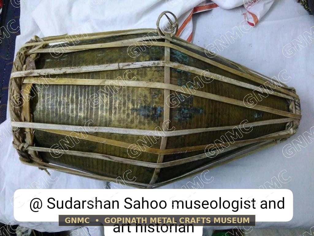 Century-Old Sacred Fluted Brass Temple Kirtan Drum (Kirtan Khola / Mridanga)