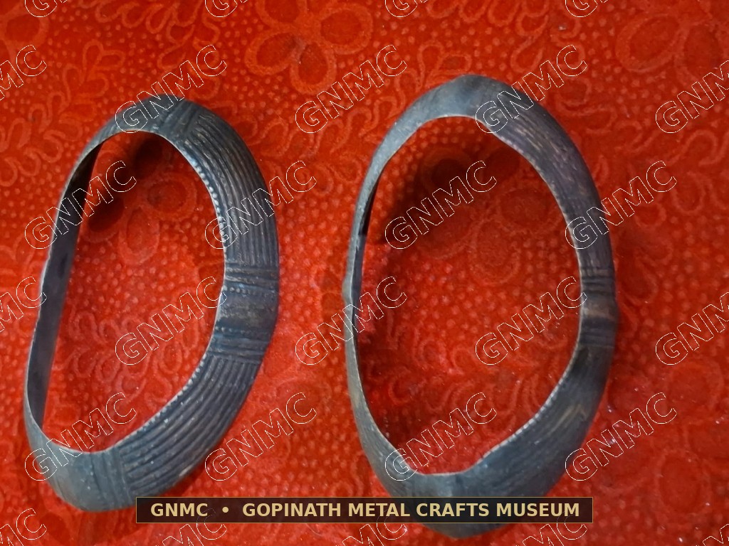 Century-Old Hand-Chased Brass Tribal Anklets (Pair - Pahuda / Painri)