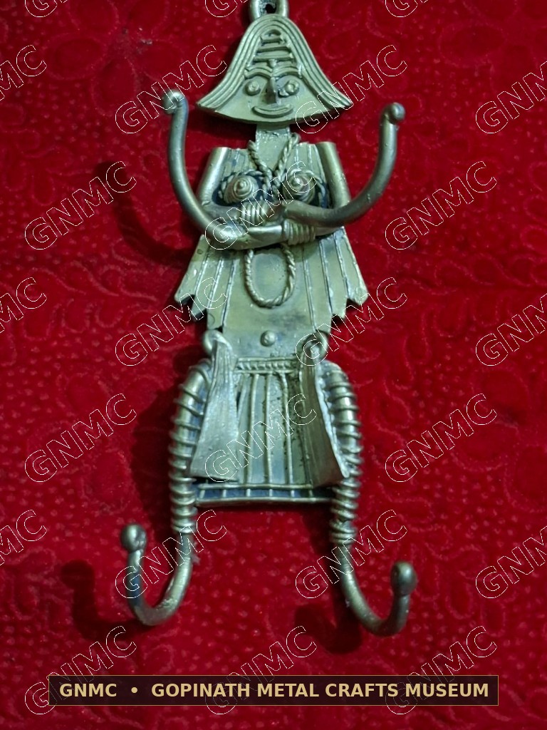 Handcrafted Dhokra Brass Lord Narasimha Wall Plaque & Key Hanger