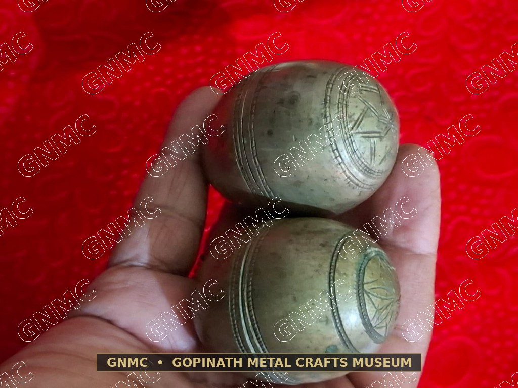 Century-Old Engraved Brass & Silver Alloy Waist Coin Container (Karata)
