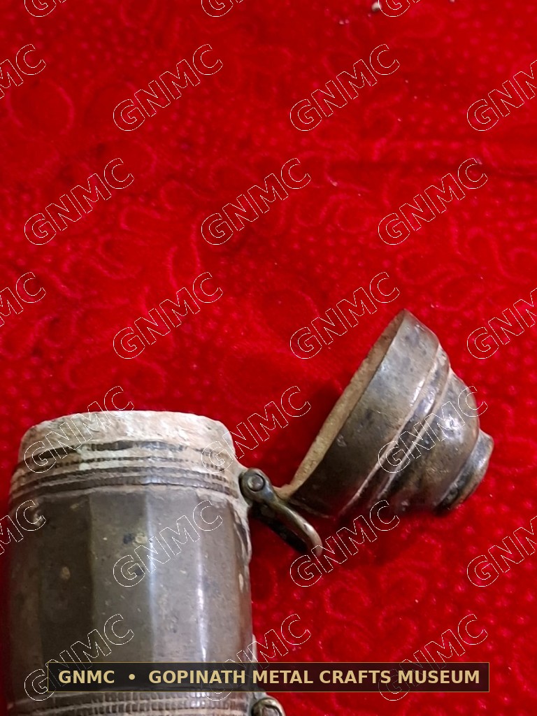 Double-Century-Old Engraved Brass Travel Betel & Lime Casket (Chunauti)