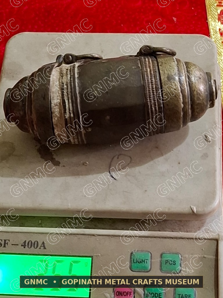 Double-Century-Old Engraved Brass Travel Betel & Lime Casket (Chunauti)