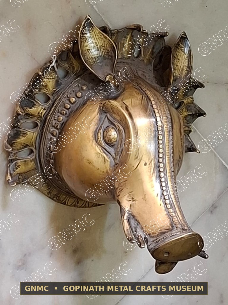 Sacred Heavy Solid-Cast Brass Varaha Avatar Mask (Lord Vishnu / Panjurli)