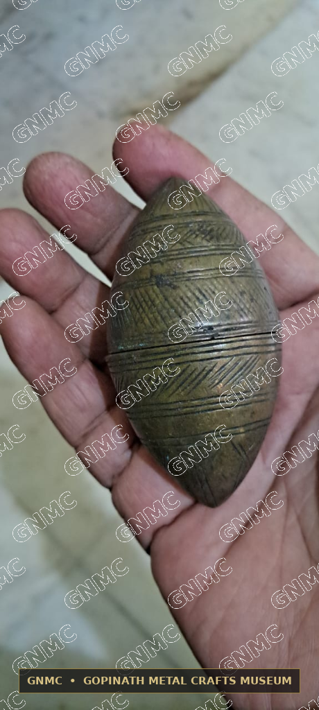 Century-Old Biconical Pointed Brass Grandmother's Coin Casket