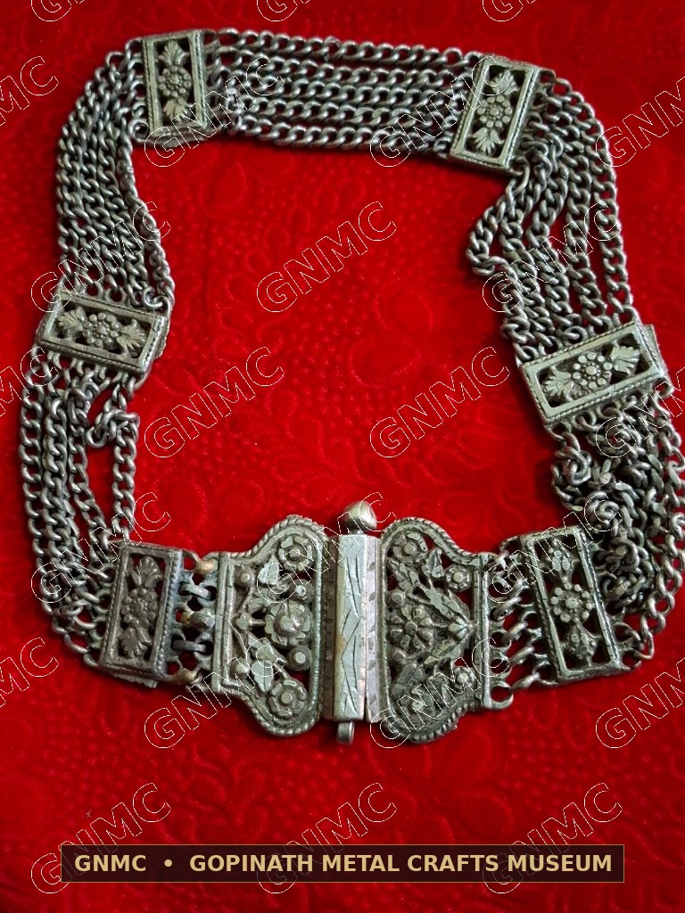 Century-Old 5-Strand Floral Repoussé Tribal Ceremonial Waistband (Kardhani)