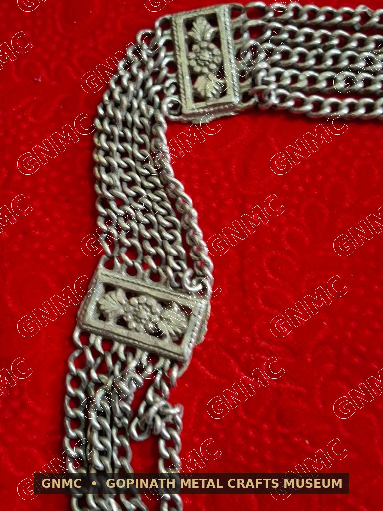 Century-Old 5-Strand Floral Repoussé Tribal Ceremonial Waistband (Kardhani)