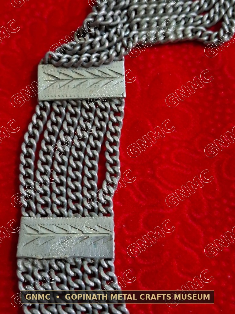 Century-Old 6-Strand Brass & Silver Alloy Tribal Ceremonial Waistband (Kardhani)