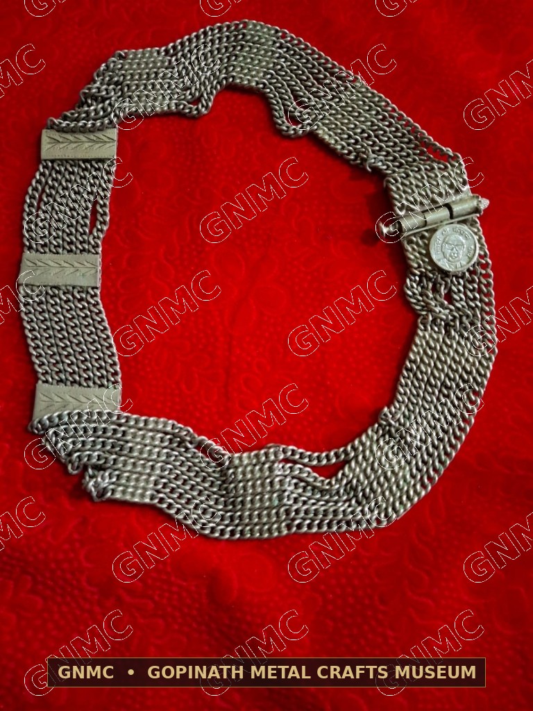 Century-Old 6-Strand Brass & Silver Alloy Tribal Ceremonial Waistband (Kardhani)