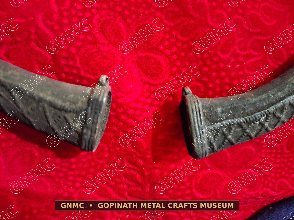 Antique Hand-Engraved Brass Tribal Dancer's Ceremonial Horn Attire