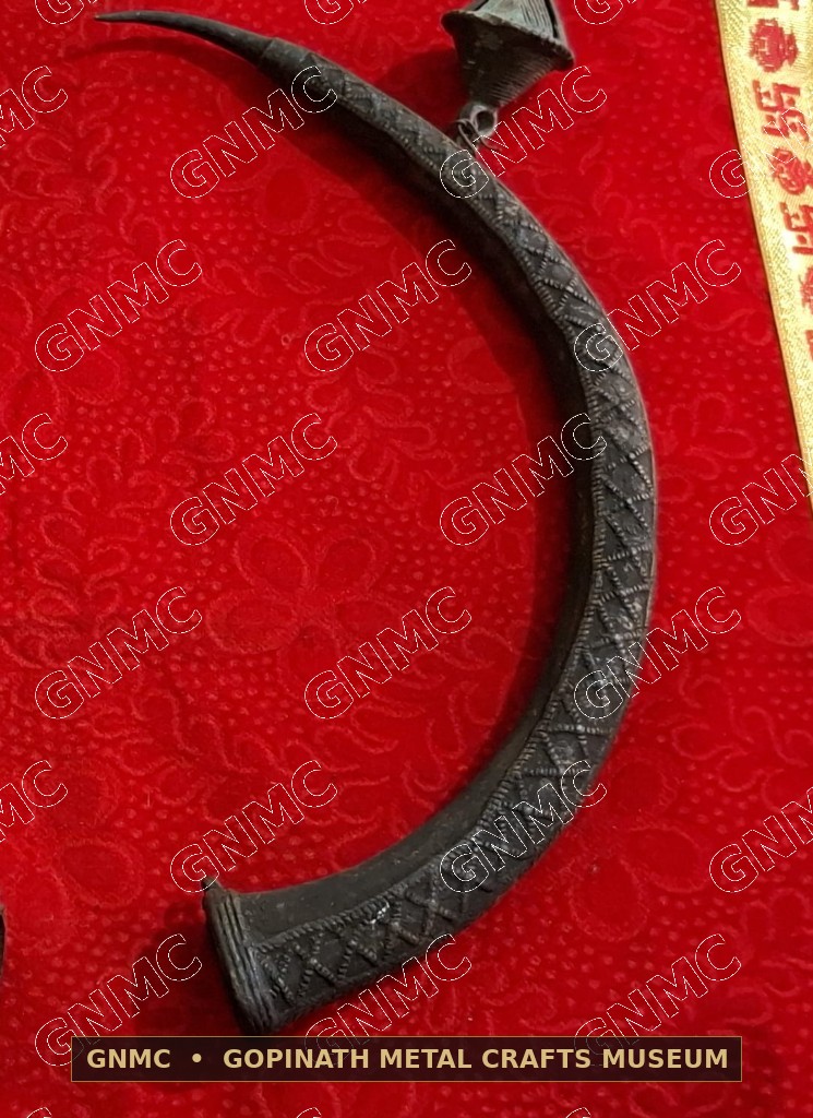 Antique Hand-Engraved Brass Tribal Dancer's Ceremonial Horn Attire