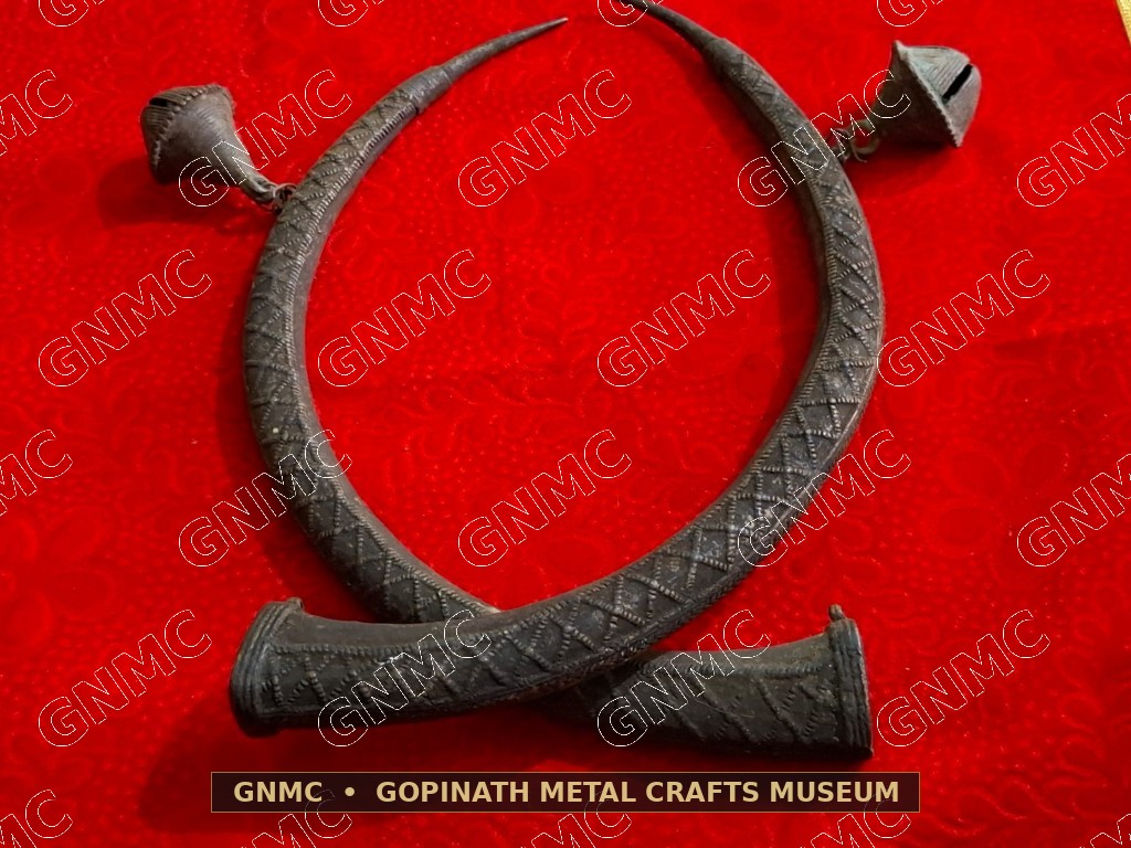 Antique Hand-Engraved Brass Tribal Dancer's Ceremonial Horn Attire